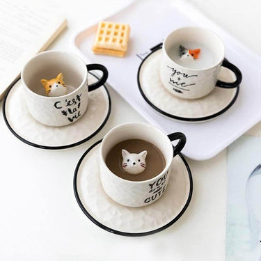 Peek-a-Cat Ceramic Mug Set Mugs KittyNook